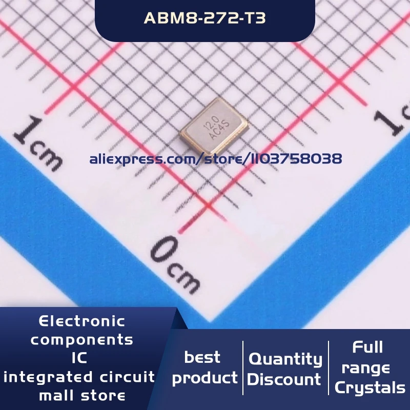 ABM8-272-T3 12.0000MHZ 10PF 12MHZ 3225 4P 크리스탈 발진기, 4-SMD 재고, 50PCs/로트