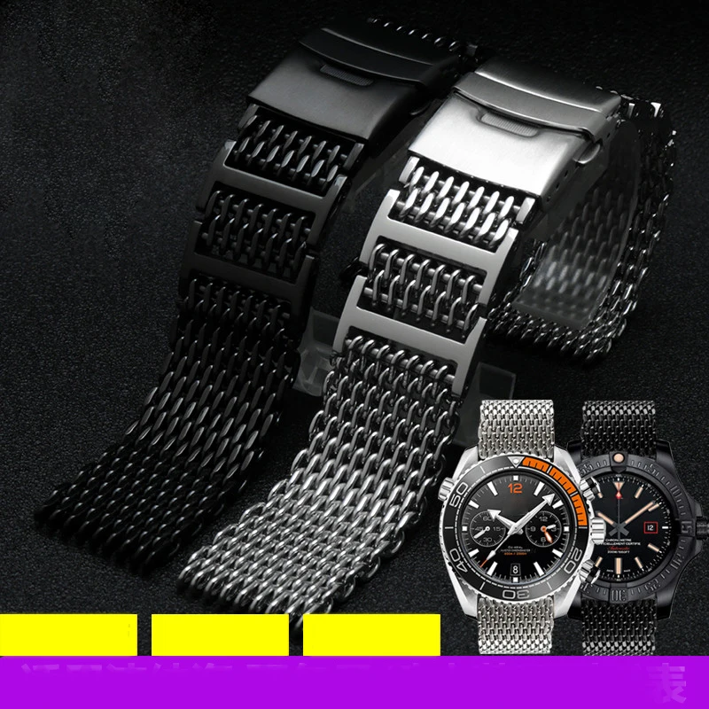 

For Seiko B-reitling Panerai Watch Milanese Bracelet Stainless Steel Mesh Weaving Strap 20 22 24m Folding Buckle Solid WatchBand