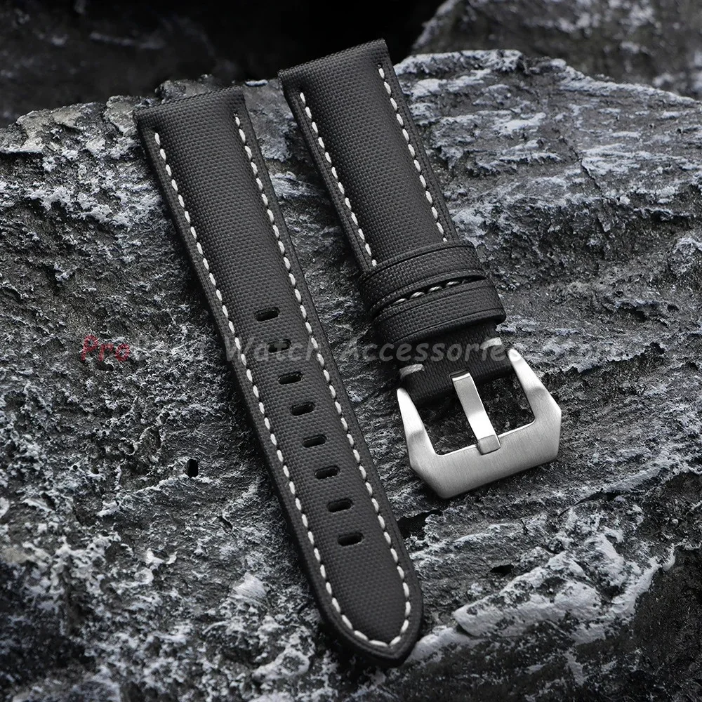 Premium Genuine Sailcloth Waterproof Watch Band with Stitching Details