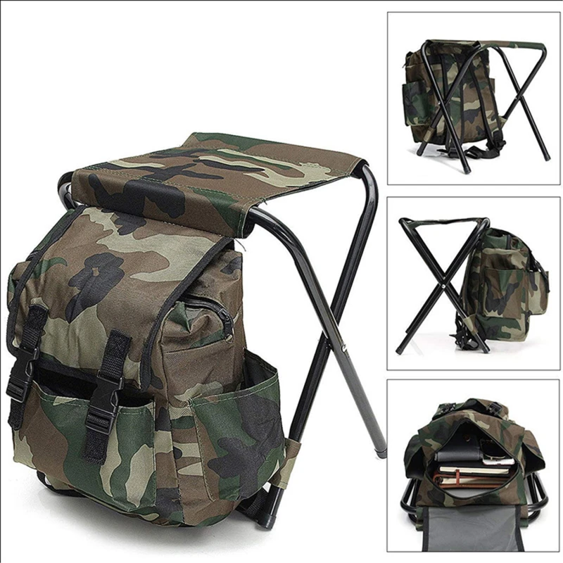 Folding Chair Outdoor Camping Fishing Sturdy Comfortable Stool Portable Backpack Seat Bag Economy Hiking Seat