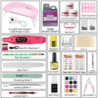 Limegirl Professional Nail Crystal Powder Kit with Nail Light Nail Shape 3D Nail Tip Sculpting Extensions DIY Nail Art Kit 2