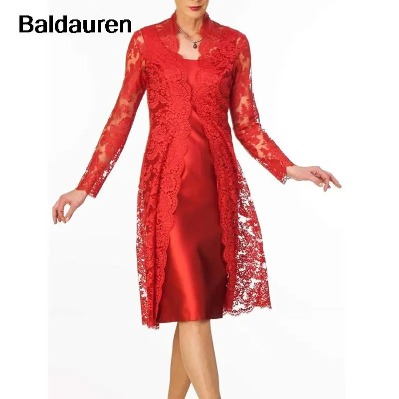 Mother Of Bride Dresses Sheath Knee Length Satin Jacket Plus Size Short Groom Mother Dresses Weddings customized