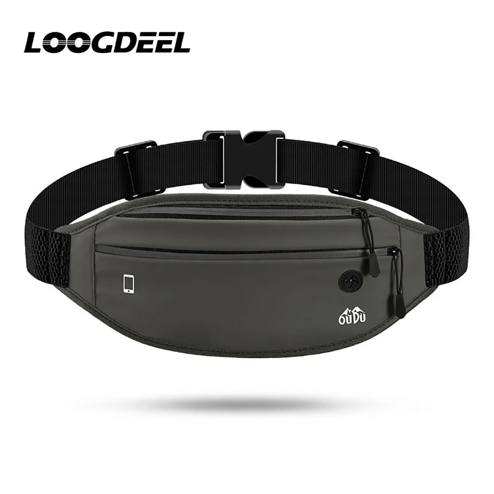 LOOGDEEL 패니 팩 스포츠 휴대 전화 키 더블 지퍼 미니 가방 러닝 하이킹 야외 방수 보이지 않는 남성 여성