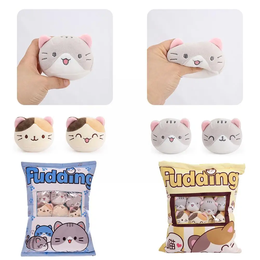 Pudding Snack Pillow Cat Throw Pillow With A Bag Removable Stuffed Animal Toys CreativeSnack Zipper Bag Decor Cushion For G D8J7 5