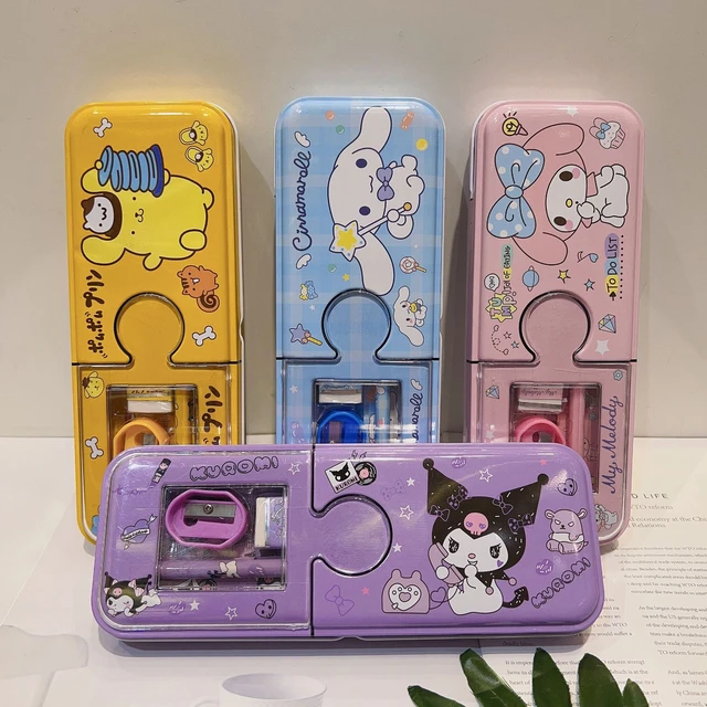 Sanrio Kawaii Hello Kitty Pencil Case Cinnamoroll Kuromi Student Cartoon  Decompression Double Layer Large Capacity Pencil Case - AliExpress