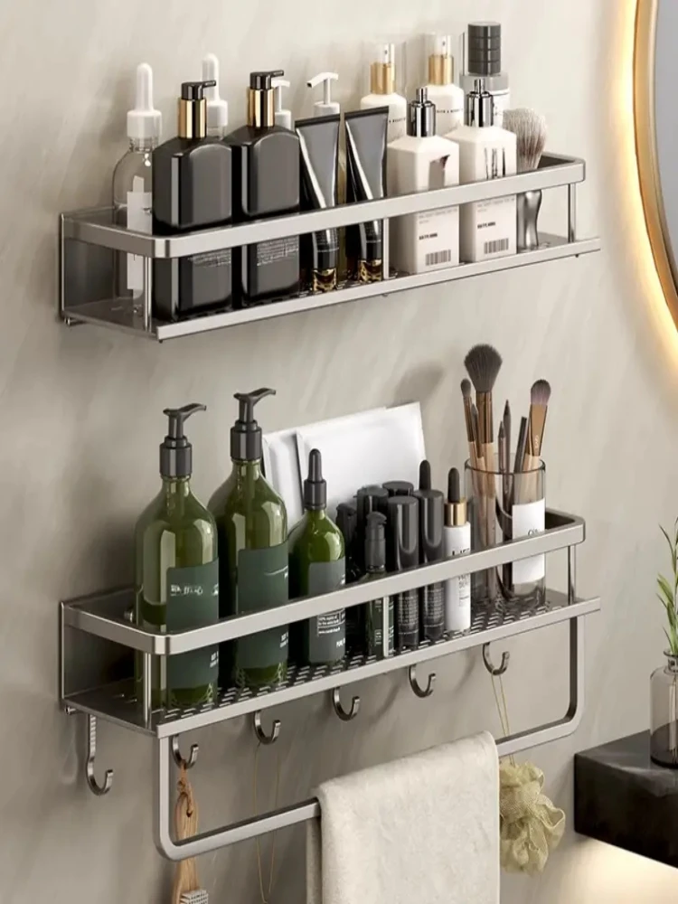 Description Picture 4 of item1 Multifunctional Bathroom Storage Rack Shower Storage Rack Wall-Mounted Towel And Bathrobe Hooks Shelf Storage