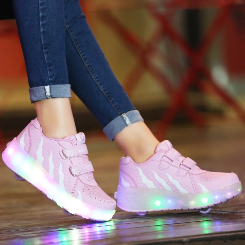 Roller Skates 2 Wheels Shoes Glowing Lighted Led Children Boys Girls Kids Fashion Luminous Sports Boots Casual Sneakers
