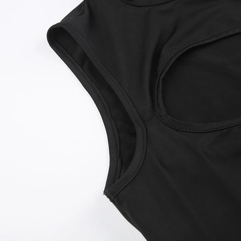 Body sexy con agujeros para fiesta rave, sin mangas, sin espalda, negro, ajustado, para mujer, para salidas nocturnas