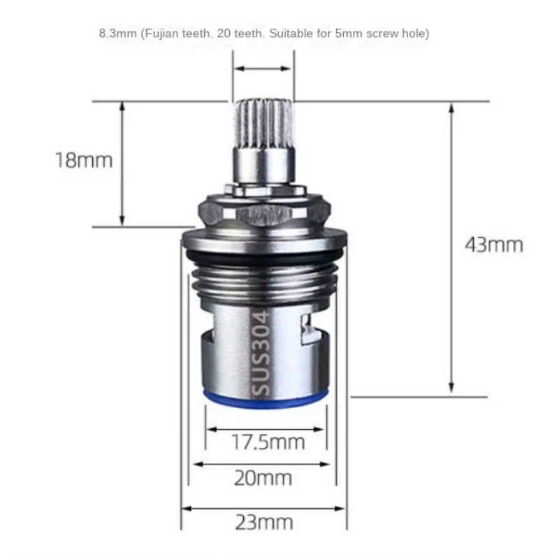 304 Stainless Steel 1/2" Replacement Ceramic Disc Tap Valve Quarter Turn Cartridges Bathroom Faucet Accessory Water Tap Valve
