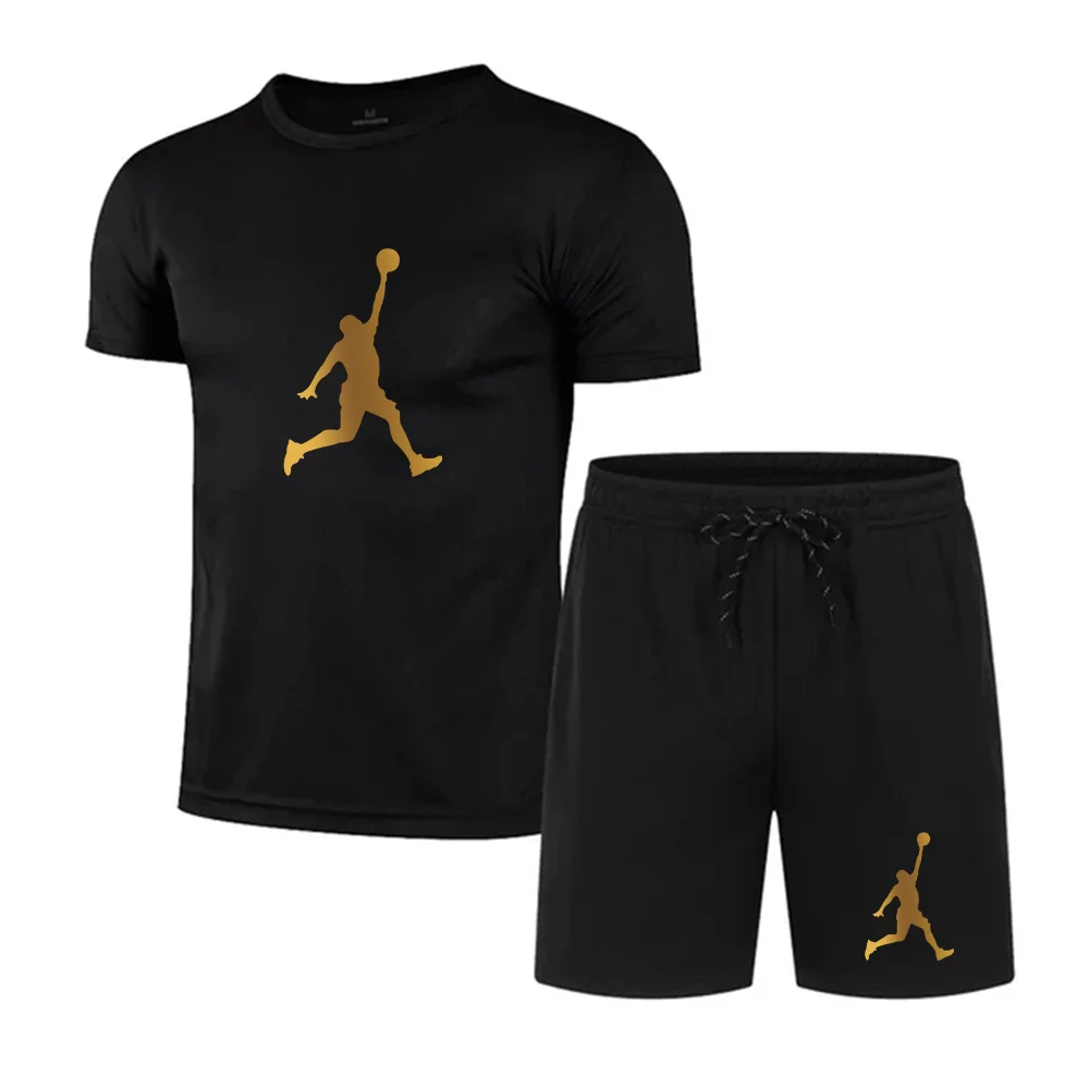 Summer fashion printed men's shorts set Men's Quick drying Breathable sports set Short sleeve T-shirt men's jogging