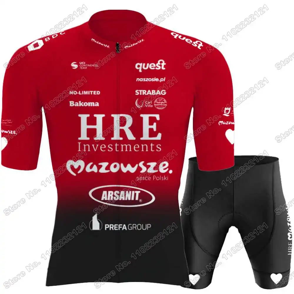 HRE Mazowsze Serce Polski Cycling Jersey Set Men Poland Cycling Team Clothing Road Bike Shirts Suit Bicycle Pants