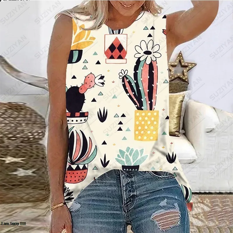 

2023 Fashion New Loose Style Women's Sleeveless Japanese T-shirt 3D Printing Casual Large Summer Women's Tank Top Sleeveless Top
