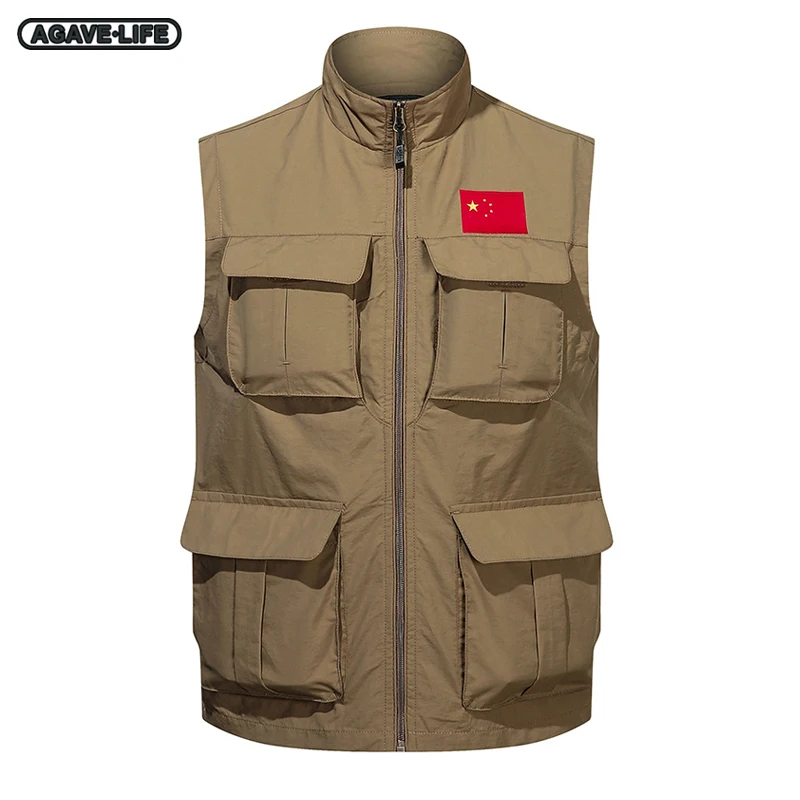 Men's Multi-pocket Outdoor Wear Fishing Photography Vest Jacket Men Feature Tactical Vest Summer Thin Solid Color Waistcoat Vest