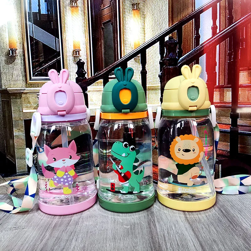 600ml Baby Feeding Cup with Straw Children Learn Feeding Drinking Bottle Kids Training Cup with Straw