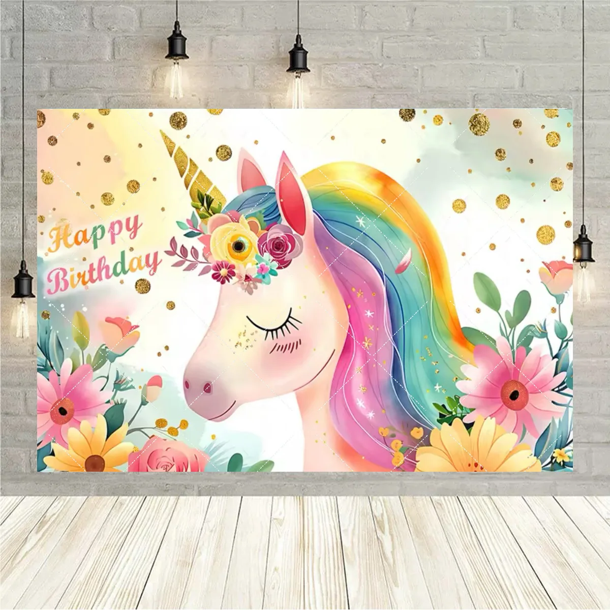 Niedlicher Einhorn-Themenhintergrund, Regenbogen-Elf, Prinzessin, Geburtstagsparty, Kuchen, Tischdekoration, Baby-Party-Geschenke, Fotos, Requisiten, Hintergrund – Detail 16