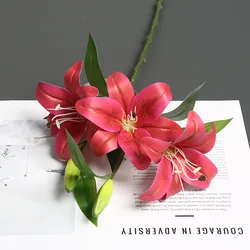 Elegant Black Artificial Lily Flower Branch with Real Touch - Perfect for Wedding Centerpieces and Floral Decorations (10)