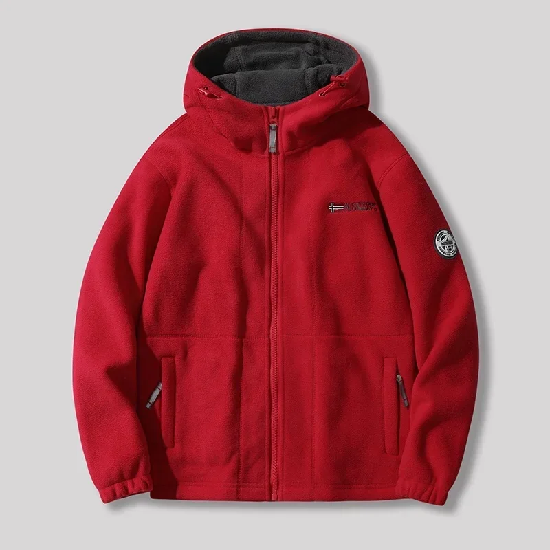 Outdoor Cold and Warm Autumn and Winter Men's Women's Hood Thickened Arctic Fleece Fleece Jacket Coat