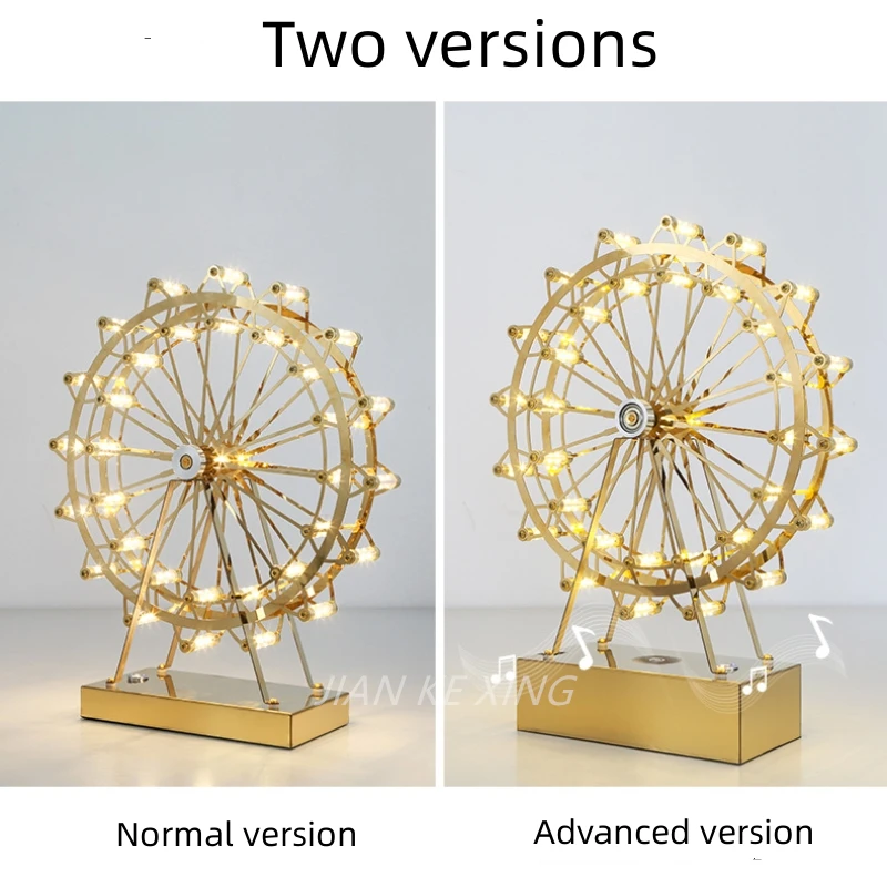 Netherlands Designer LED Ferris Wheel Table Lamp for Bedroom Living Kid Room Desk Decor Stainless Steel Rotating Night Lighting 6