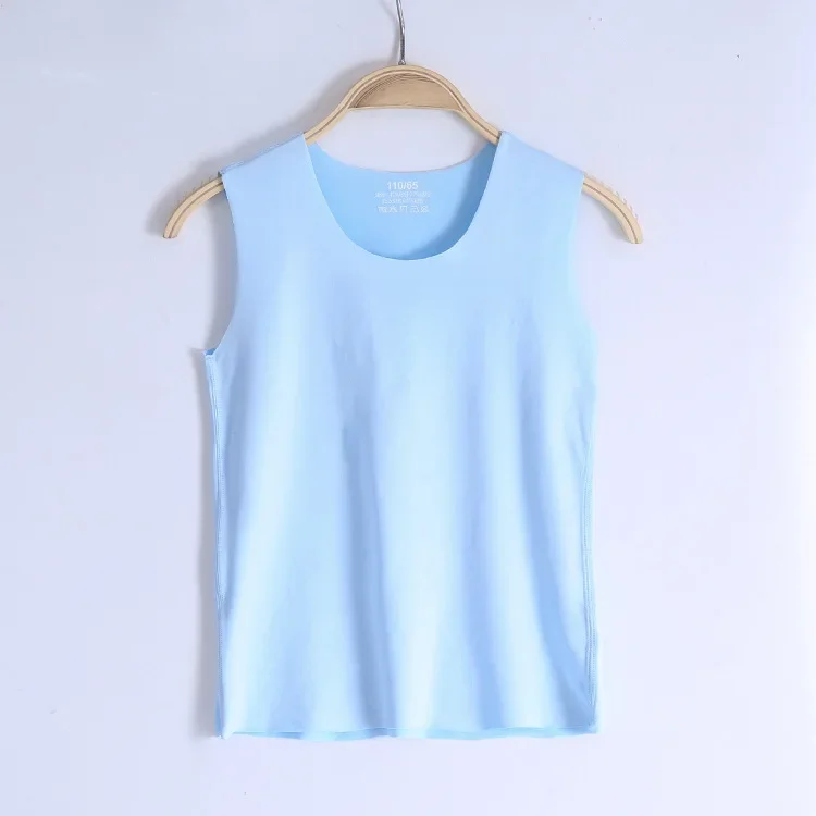Kids Boys Girls Tank Tops Silk Summer Tops 2024 New Arrival Children Underwear Kids Singlets Pink Blue Solid Sleeveless T-shirts 5