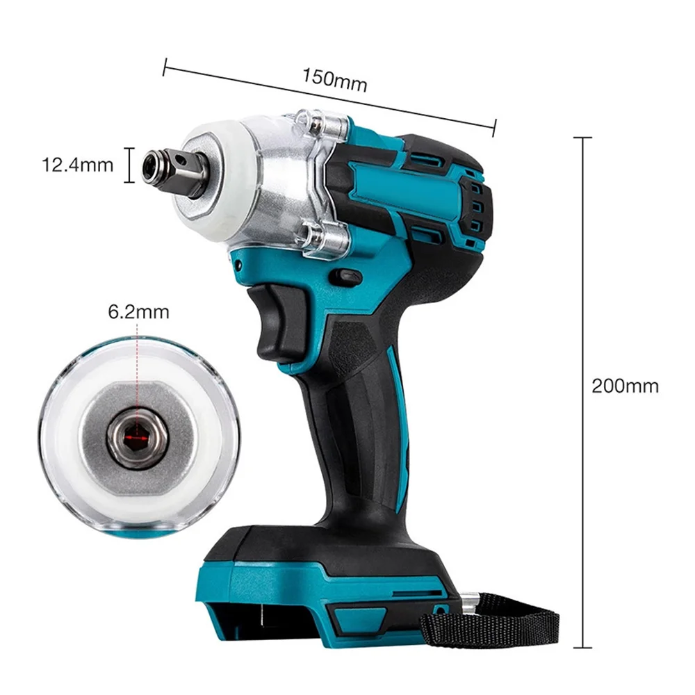 Gisam Chave de Impacto Elétrica Chave de Fenda sem Fio Brushless Ferramenta Elétrica Recarregável Drill Driver Luz Led para Makita 18v Massa - Image 2