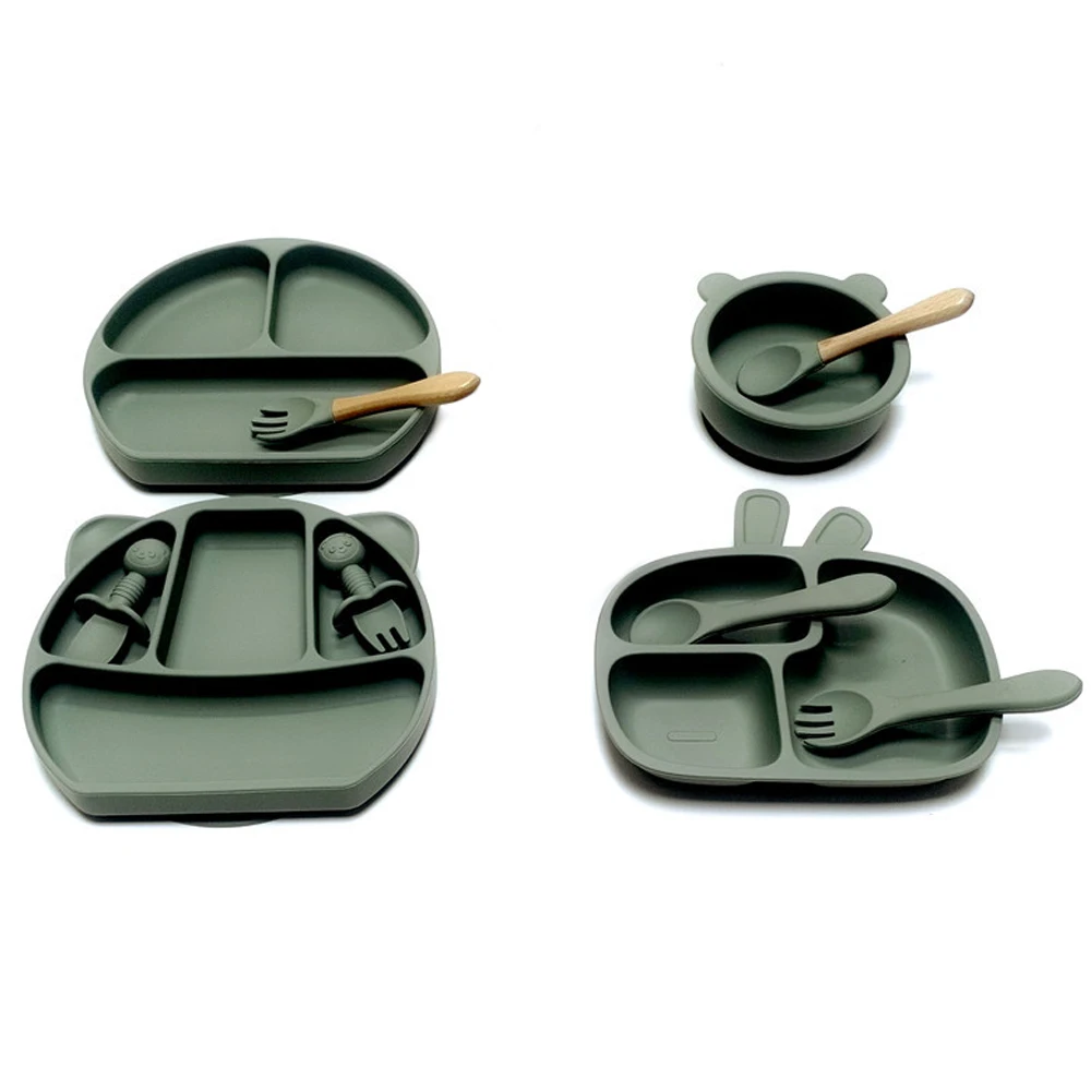 10pcs Baby spoon silicone bowl children's tableware eating special set Children's Bowls for Men and Women