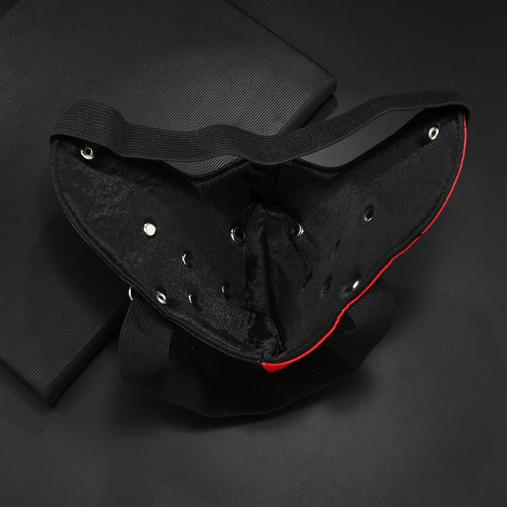 Men Women's Red Black PU Leather Rivet Rock Mask Lady's Breathable Party Cosplay Halloween Mouth-muffle R1547