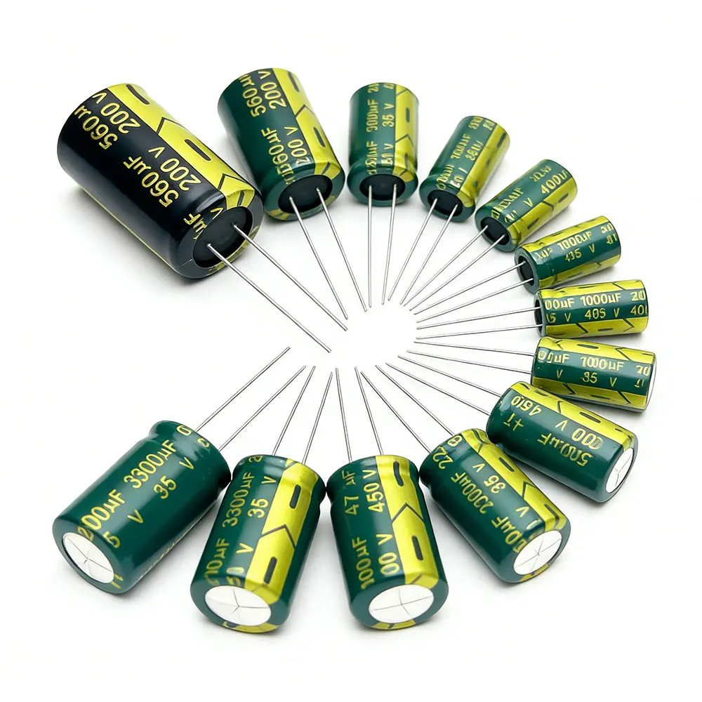 High Frequency Low ESR Aluminum Capacitor 6V 10V 16V 25V 35V 50V 400V 450V22UF 100UF 220UF 330UF 470UF 1000UF 1500UF 2200UF ±20%