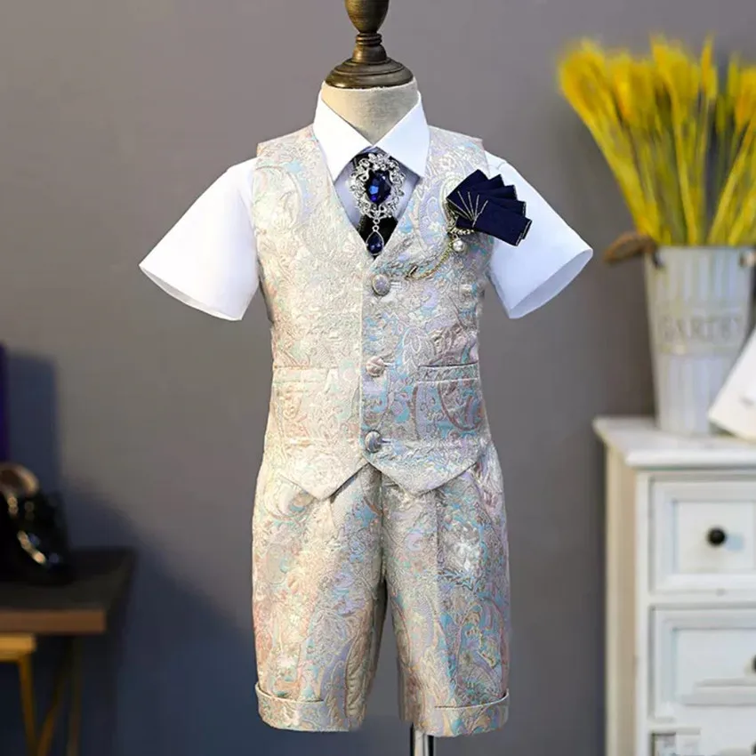 Vestito Gilet Di Paillettes Bambini Con Cappello E Papillon - Costume Da Ballo Per Feste E Stage - Foto 6