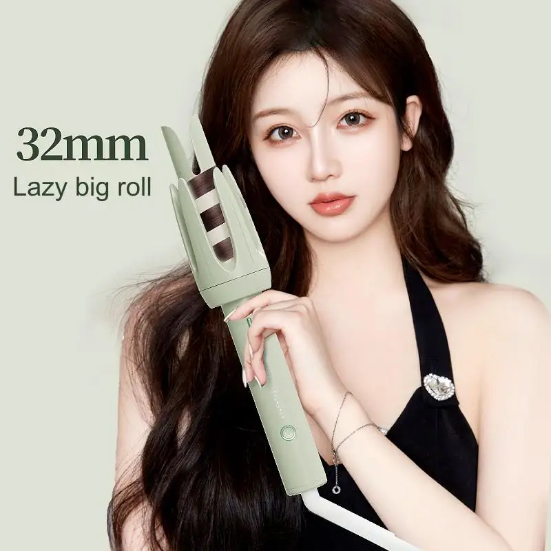 Automatic Hair Curler 32mm Negative Ions Electric Ceramic Curling Hair Stick Rotating Curl Waves Anti-Tangle Curling Iron Styler
