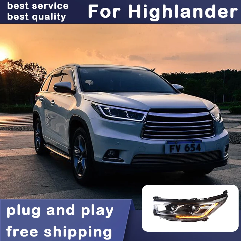 Car Styling Headlights for Toyota Highlander LED Headlight 2015 New Kluger Head Lamp DRL Signal Projector Lens Automotive