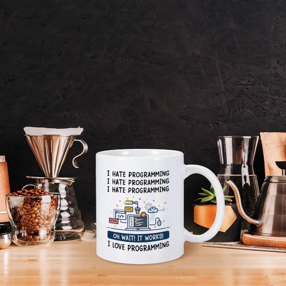 Premium Ceramic Mug - I Love Programming Design, 11oz Coffee & Tea Cup Gift