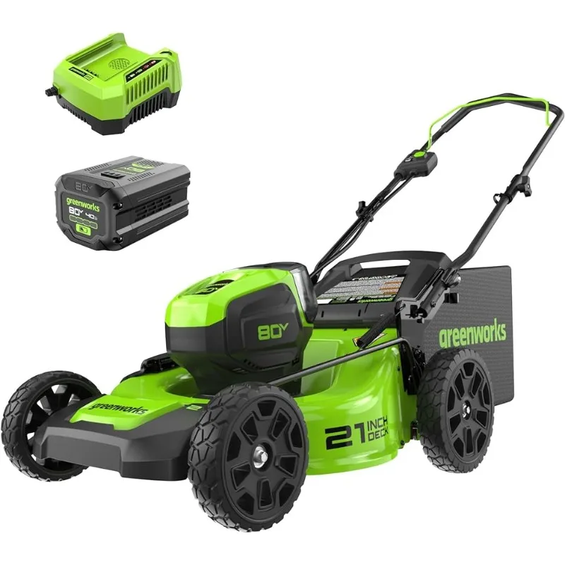 

Greenworks 80V 21"Brushless Cordless (Push) Lawn Mower (75+ Compatible Tools),4.0Ah Battery and 60 Minute Rapid Charger Included