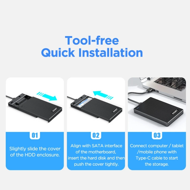 EAGET HDD ケース 2.5 インチ USB 3.0 SDD HDD エンクロージャ