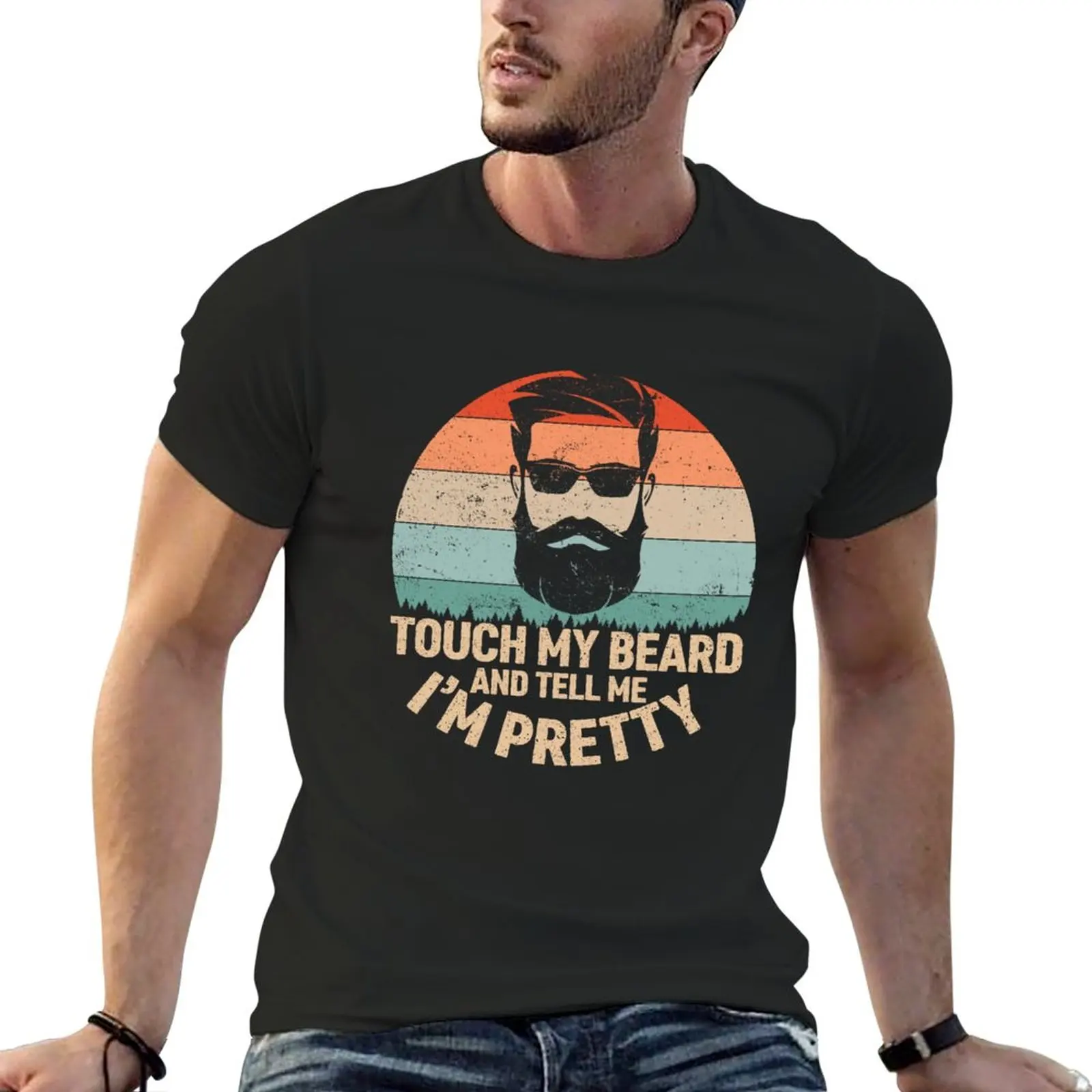 

Funny Bearded Men Shirt Touch My Beard And Tell Me I'm Pretty Beard Valentines Day Shirt T-Shirt