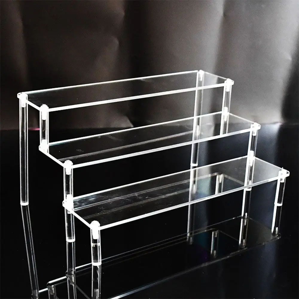 1-5 Tier Acrylic Display Stand Durable Display Rack For Cupcake Perfume Doll Transparent Trapezoidal Blind Box Storage Shelf 2