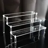 1-5 Tier Acrylic Display Stand Durable Display Rack For Cupcake Perfume Doll Transparent Trapezoidal Blind Box Storage Shelf 2