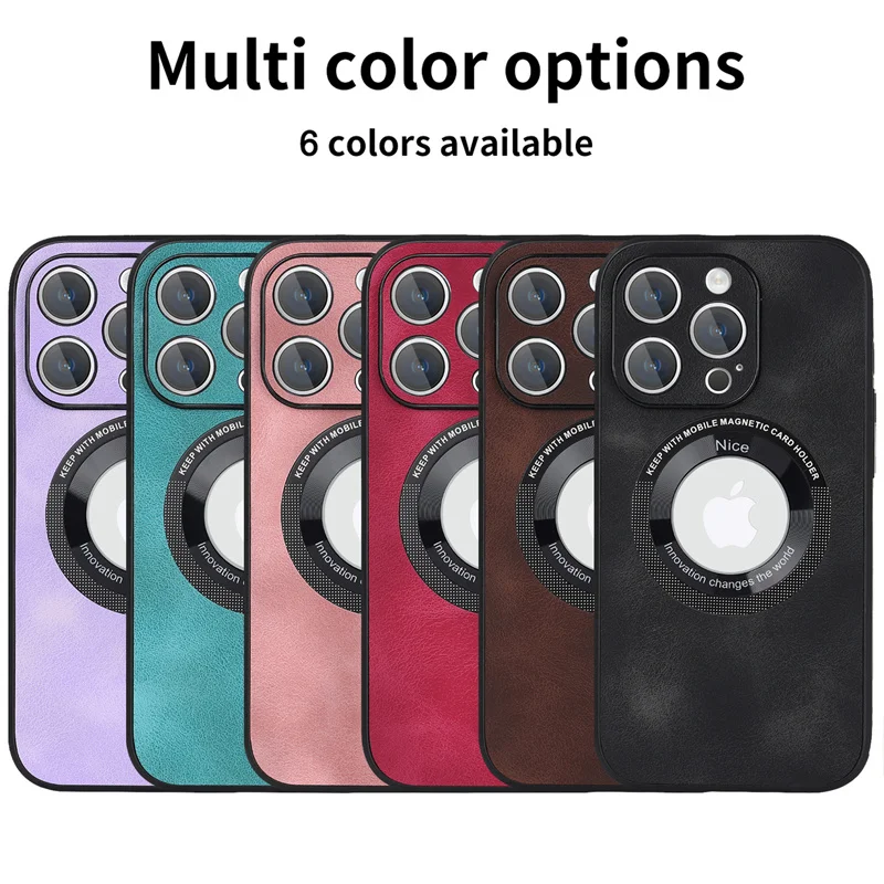 Luxury Sheepskin Leather Magnetic Phone Case with Wireless Charging Capability
