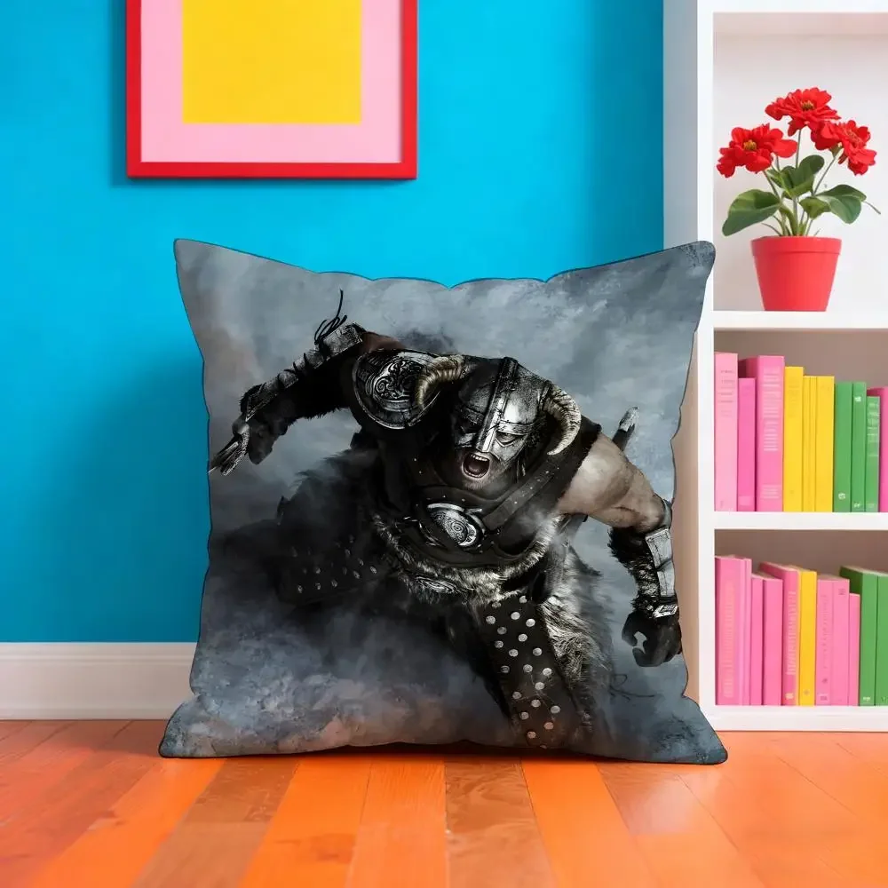 The Elder S-scroll V Skyrim 베개 커버 쿠션 커버 부드럽고 세탁이 쉬운 베개 커버 ? 소파, 침대, 여행 및 사무실에서 다용도로 사용 가능