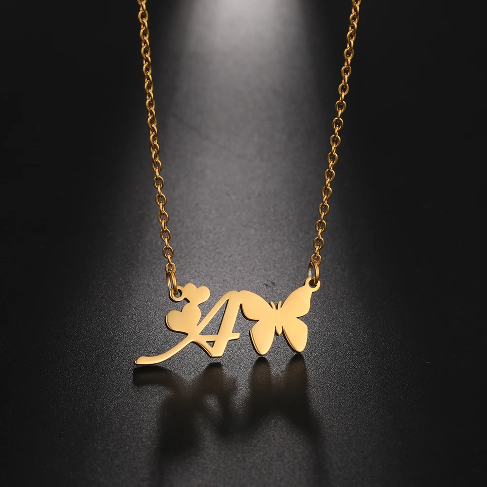 Amaxer for Women Girl Sweet Butterfly Alphabet Necklace A-Z Initial Letter Name Stainless Steel Gold Silver Color Jewelry Gift_voghion.com
