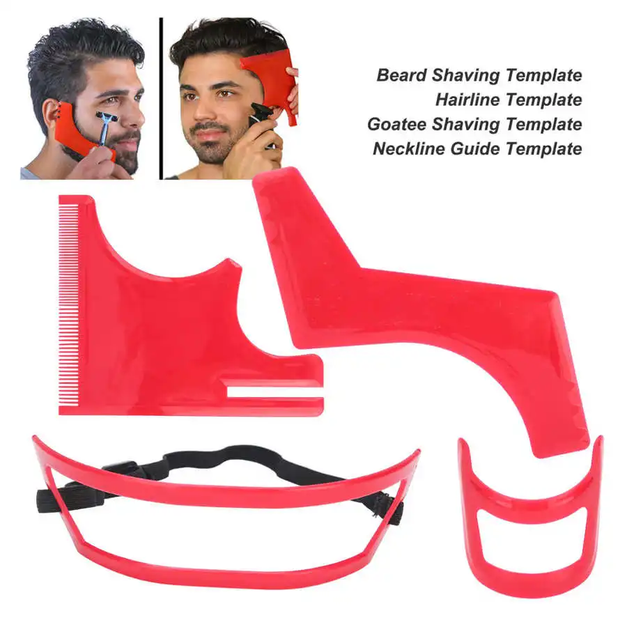 Beard shaping tool kit Shaving comb Hairline grooming Goatee shaping Neckline guide Template set