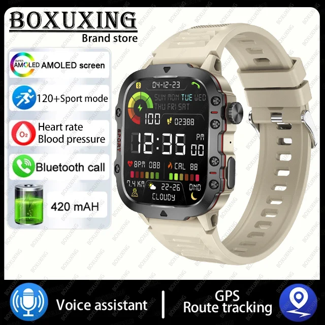 For Xiaomi Rugged Military GPS Smart Watch Men AMOLED 1.96 18