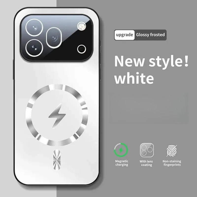 Enhanced Magnetic Wireless Charging Case with Shockproof AG Matte Glass Lens Protection