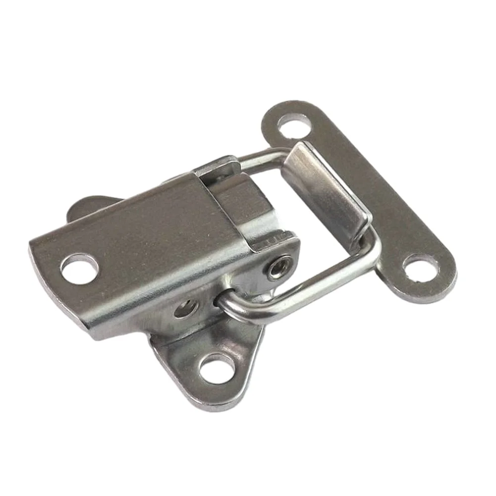 Description Picture 4 of item4pcs/lot Stainless Steel Cabinet Boxes Spring Loaded Latch Catch Toggle Clamp Hasp Mini Lock For: Flight Case Wooden Box