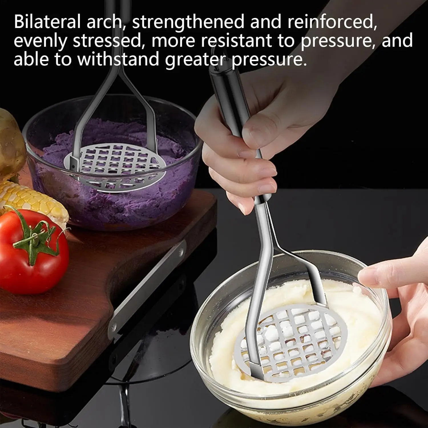 Potato Masher Heavy Duty Stainless Steel Potato Crusher Pushe Tools Mud Press Mashed Ricer