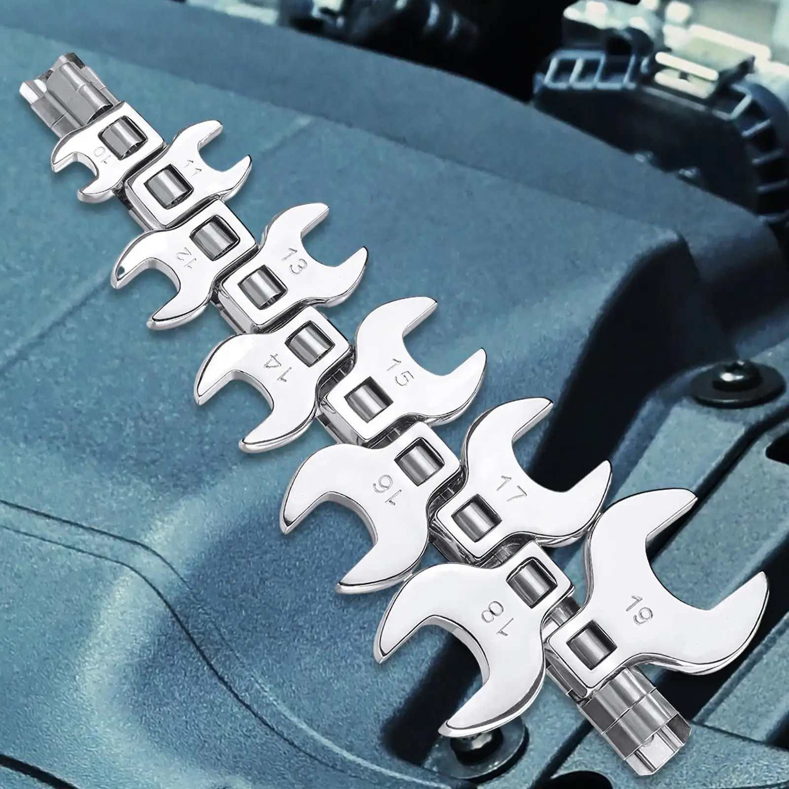 

10Pcs 3/8" Drive Crowfoot Wrench Set 10 11 12 13 14 15 16 17 18 19mm Steel