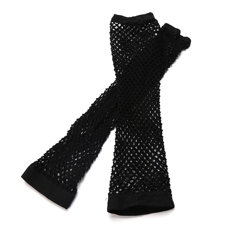 Fingerless Gloves 1pair Neon Fishnet Fingerless Long Gloves Leg Arm Cuff Party Wear Fancy Dress for Womens Sexy Girls Punk Goth Dance Mesh