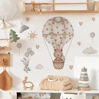 Cartoon Hot Air Balloon Animals Bear Rabbits Wall Stickers for Child Room Boy Room Decoration Nursery Baby Room Decoration Decal 3