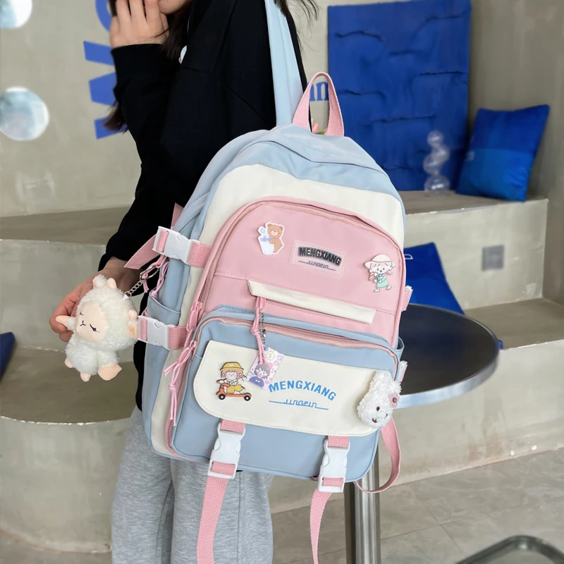Comfortable Backpack Harajuku College Cute Student Ladies Fashion Women Bag Book School Waterproof New Nylon Girl Colourful