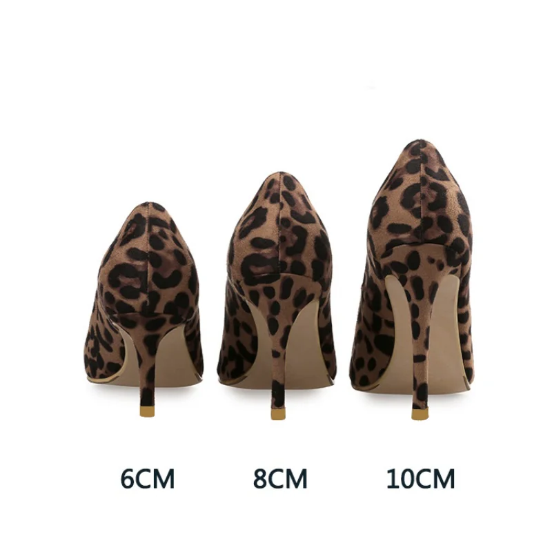 Zapatos de tacón alto con estampado de leopardo para mujer, calzado elegante con punta puntiaguda, de lujo, para oficina, 6-10CM, Sexy, otoño - AliExpress