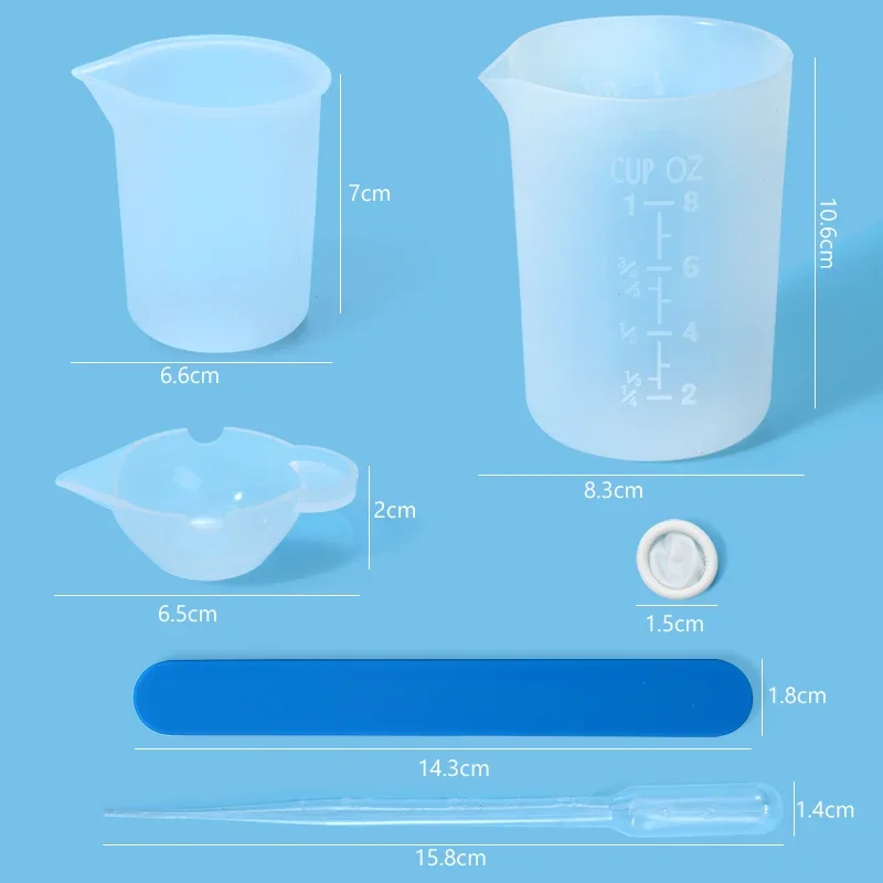 Versatile Resin Mixing Set: Non-Stick Silicone Mat, Measuring Cups, Stirring Rods, and Spoons